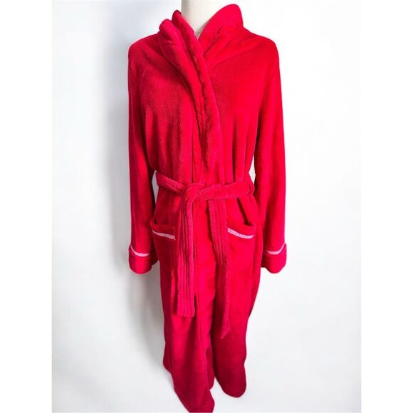 Victorias Secret Y2K Red Pink Soft‎ Plush Bath Robe Sz Medium Girly - Picture 1 of 8